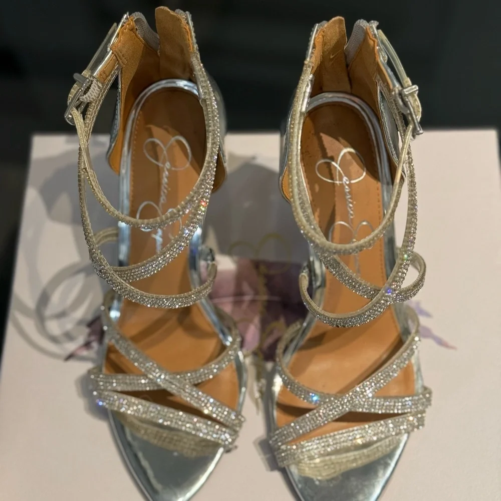 Elegant Silver Strappy Heels - Picture 7 of 12